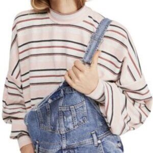 Free People Steph Long Sleeve Turtleneck Striped Tee Women’s Size Medium